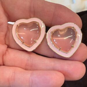 Alison Lou Heart-Shaped Pink and Gold Earrings